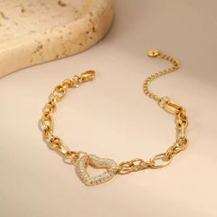 18K Gold-Plated Rhinestone Chain Bracelet