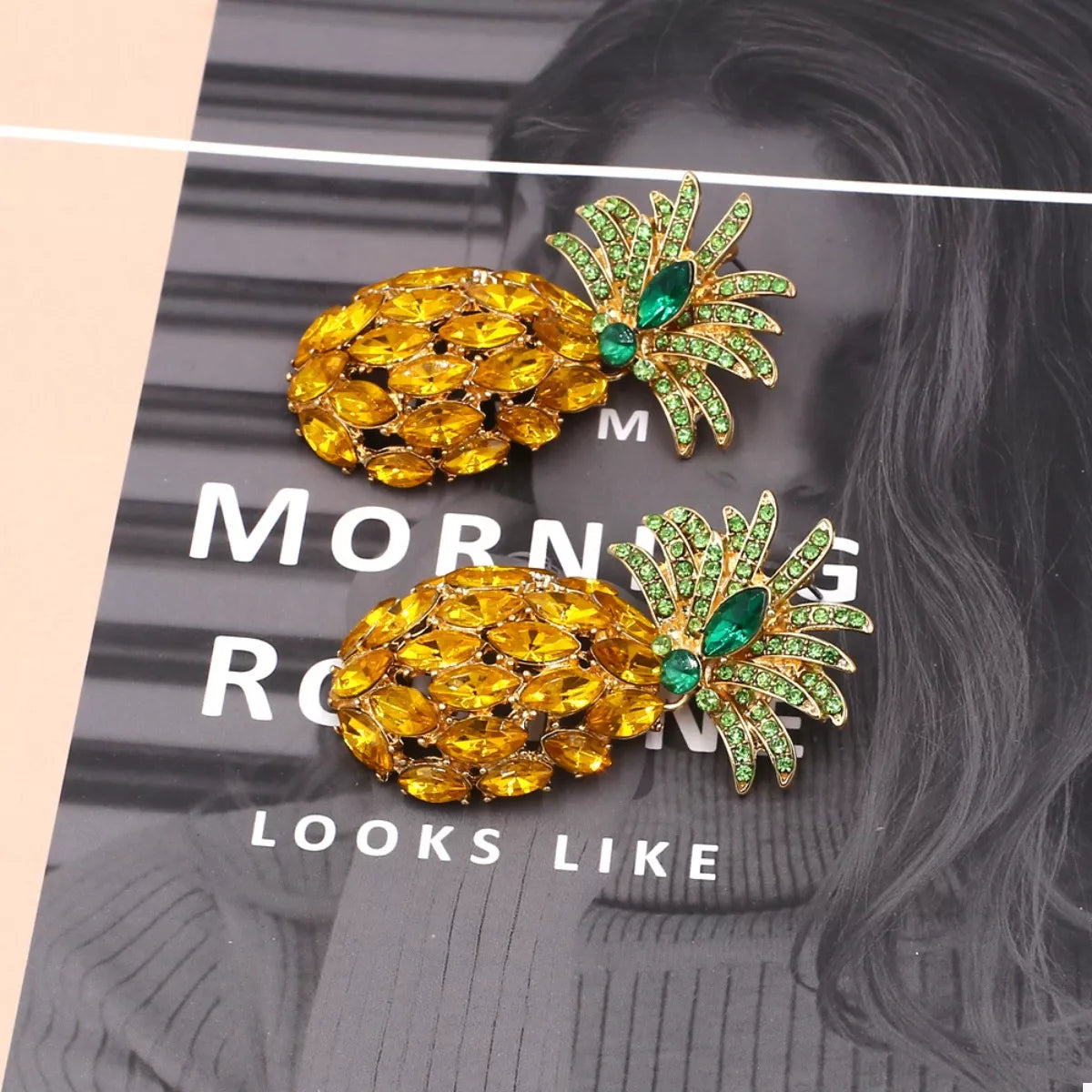 Pineapple Rhinestone Dangle Earrings