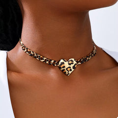 Leopard Heart Chain Necklace