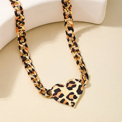 Leopard Heart Chain Necklace