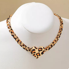 Leopard Heart Chain Necklace