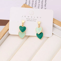 Sweet Doubl Heart Drop Earrings
