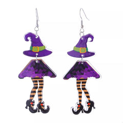 Halloween Witch Hat and Legs Dangle Earrings