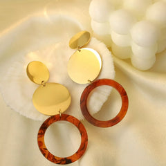 18K Gold-Plated Geometric Circle Dangle Earrings