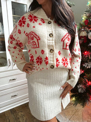 Clara Red and Cream Christmas Cardigan
