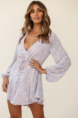 Marlene Long Sleeve Drawstring Waist Dress Floral Print Pink