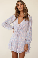 Marlene Long Sleeve Drawstring Waist Dress Floral Print Pink