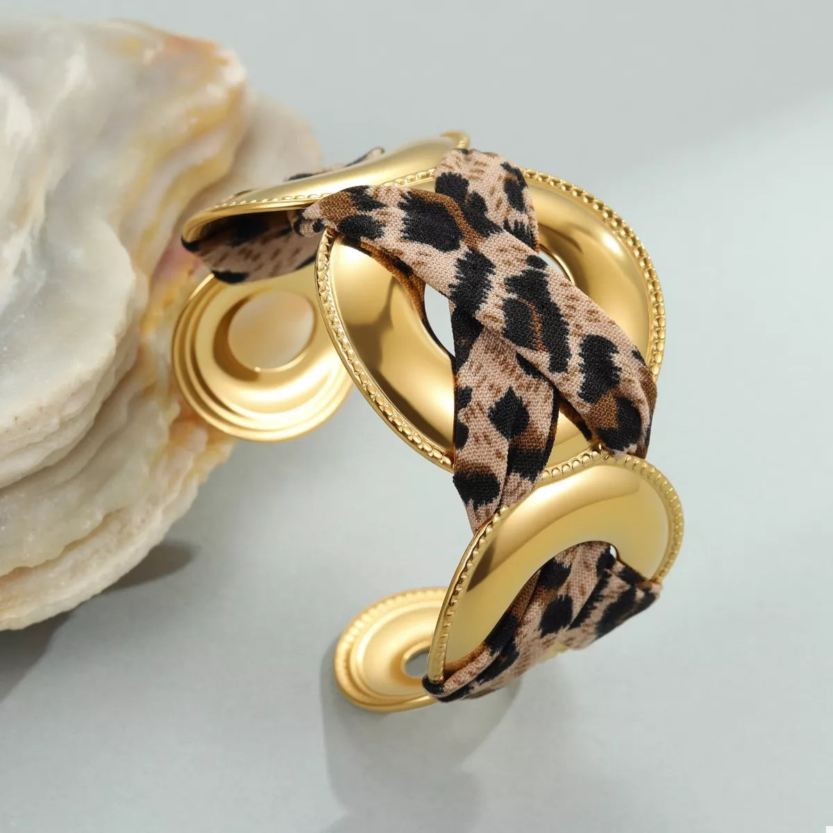 Leopard Ribbon 18K Gold-Plated Open Bracelet
