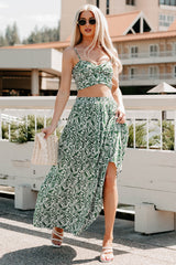 Bouquet Of Bliss Paisley Print Skirt Set (Green)