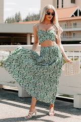 Bouquet Of Bliss Paisley Print Skirt Set (Green)