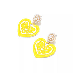 Heart Dangle Earrings with Pearl Accent