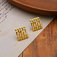 18K Gold-Plated Geometric Stud Earrings