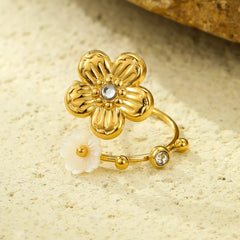 18K Gold-Plated Flower Open Ring