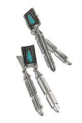 Emarya Statement Dangle Earring - Silver Turquoise