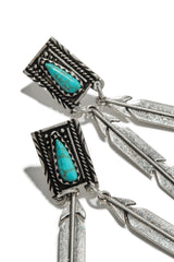 Emarya Statement Dangle Earring - Silver Turquoise