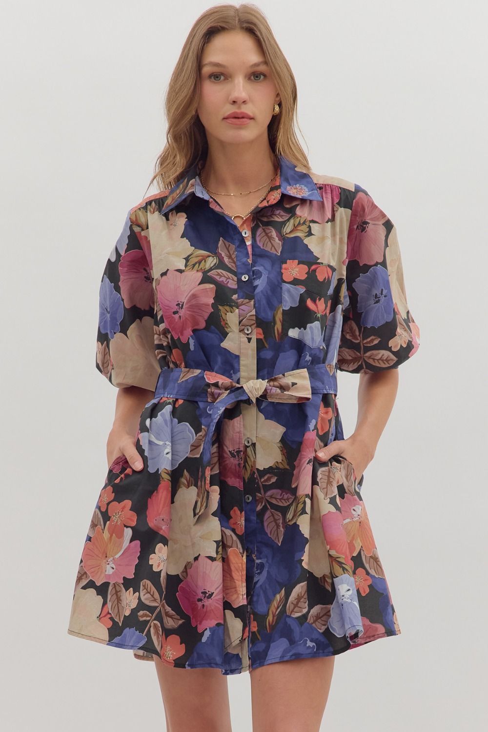 Elowen Floral Puff-Sleeve Mini Dress