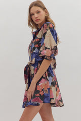 Elowen Floral Puff-Sleeve Mini Dress