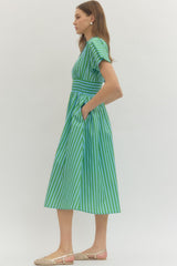 Cassidy Stripe Smocked Midi Dress