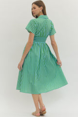 Cassidy Stripe Smocked Midi Dress