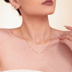 2-Piece 18K Gold-Plated Necklace with Zircon Accents