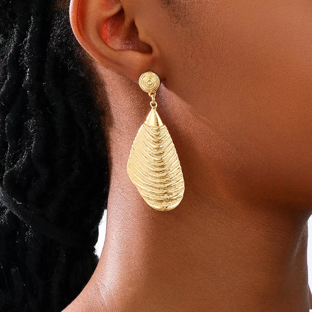 18K Gold-Plated Textured Dangle Earrings