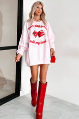 "Don't Play Games With My Heart" Graphic Crewneck (Light Pink)