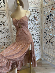 Brown Floral Maxi Dress
