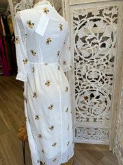 White Collar Embroidered Maxi Dress