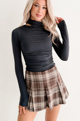 Close To Me Long Sleeve Cut-Out Top (Dark Navy)