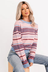 Pure Sunshine Striped Knit Sweater (Pink/Blue/Wine)