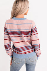 Pure Sunshine Striped Knit Sweater (Pink/Blue/Wine)
