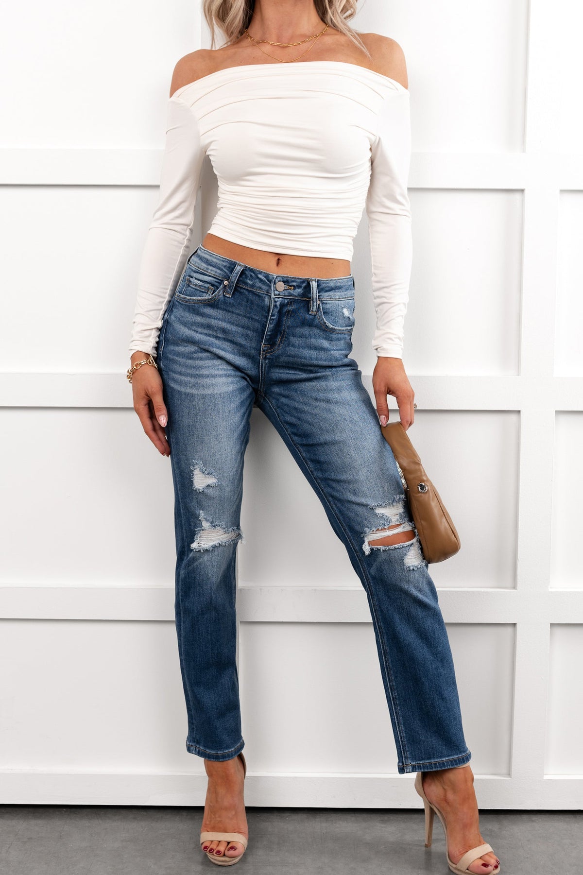 Santos Distressed Mica Denim Crop Jeans (Ethelmary)