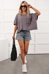Kendrick Acid Wash Crop Top (Black)