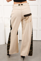 Rosales Wide Leg Camo Denim Pants (Ivory)