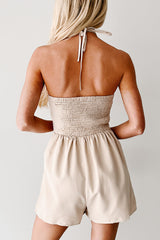 Flirty Beginnings Crochet Halter Romper (Natural)