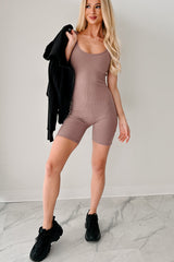 Living The Lounge Life Sleeveless Fitted Romper (Mocha)