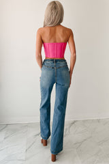 Pretty Please Strapless Corset Top (Hot Pink)