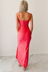 Glow Loudly Corset Sleeveless Lace Maxi Dress (Hot Pink)