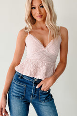 Girly Chic Textured Lace Tank Top (Pink)