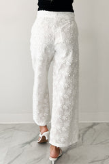Rise & Shine Floral Embroidered Wide Leg Pants (White)