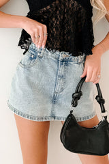 Nothing But Aura Denim Mini Skort (Light Wash)
