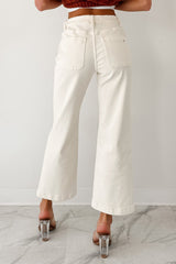 Bella Cropped Wide Leg Mica Denim Jeans (White Chocolate)