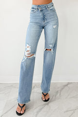 Malachi High Rise Distressed Cello Dad Jeans (Light)