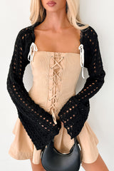 Quiet Chic Crochet Bolero Shrug (Black)