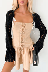 Quiet Chic Crochet Bolero Shrug (Black)