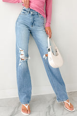 Malachi High Rise Distressed Cello Dad Jeans (Light)