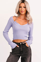 Main Character Era Layered Ribbed Knit Top (Lavender)