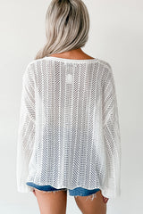Feel Good Flow Open Knit Zenana Sweater (Ivory)