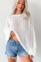 Feel Good Flow Open Knit Zenana Sweater (Ivory)