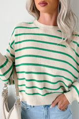 Morning Rituals Striped Button Detail Sweater (Green)